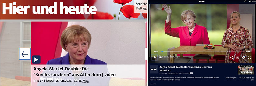 Merkel-Double beim WDR in der Sendung Hier+Heute
